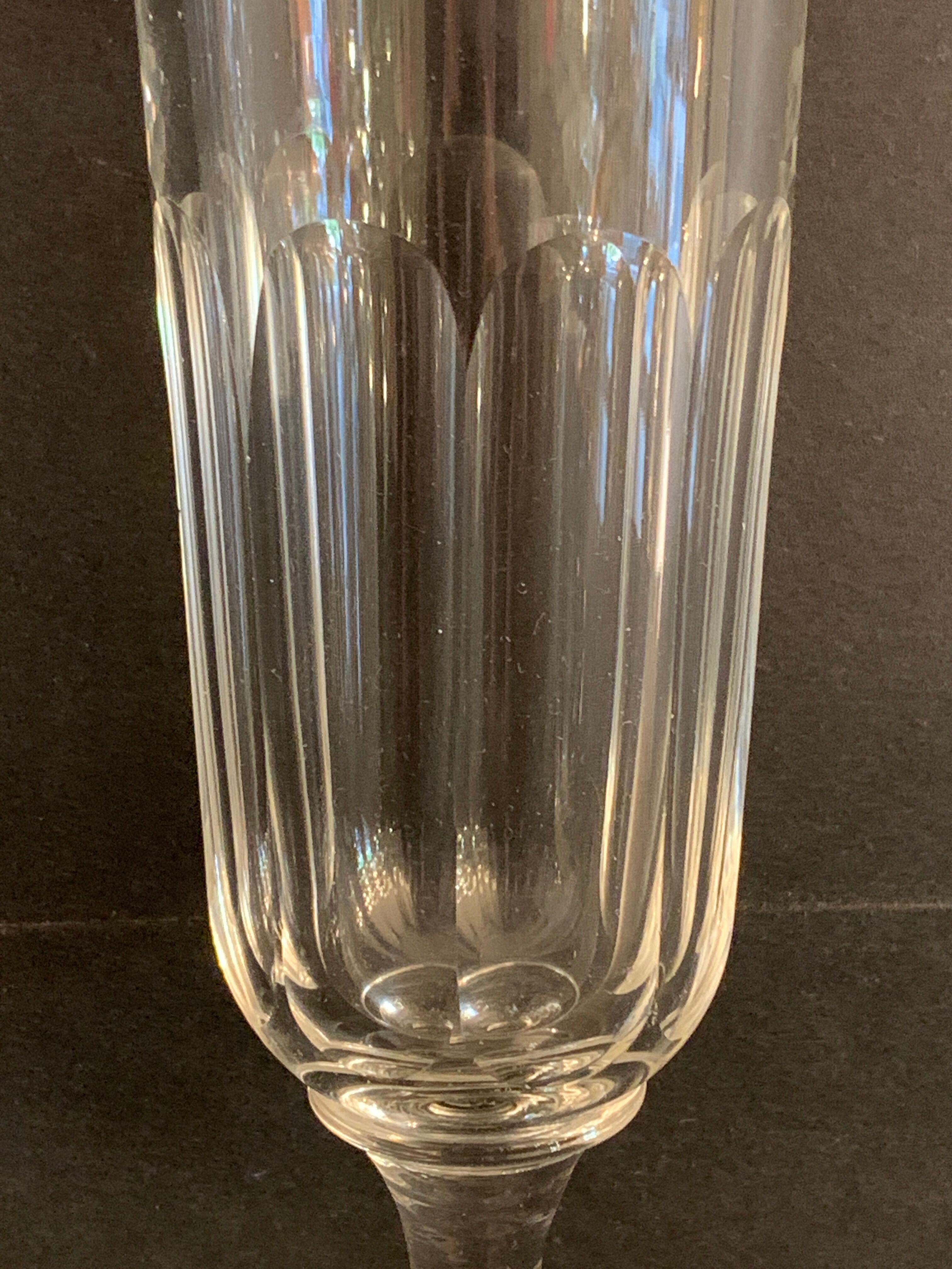 8 antique glass champagne flutes