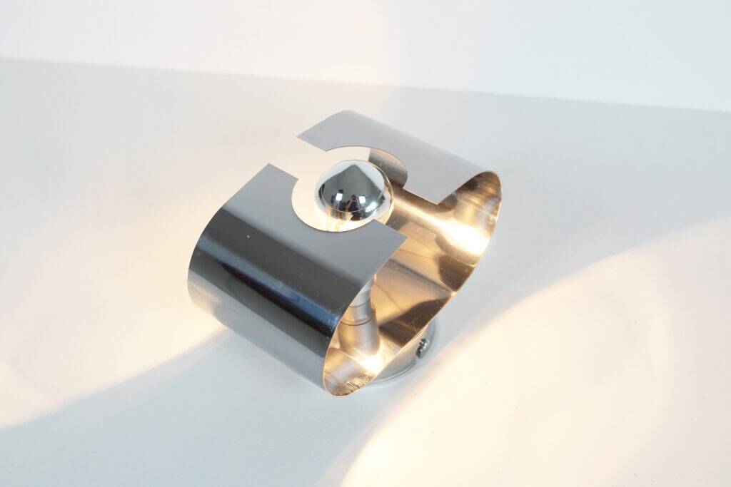 Set (3) of 1980s chrome metal space age wall lamps