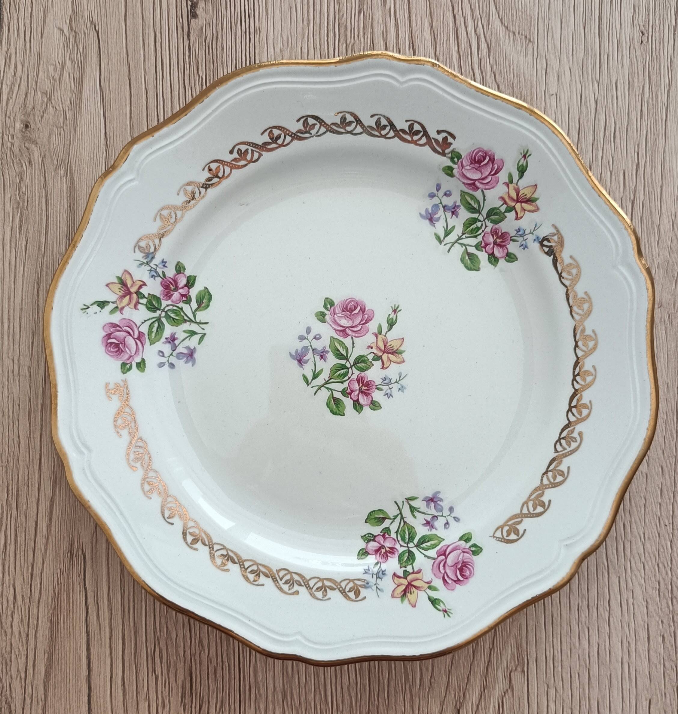 Set of flat dessert service and 6 plates l'Amandinoise St-Amand