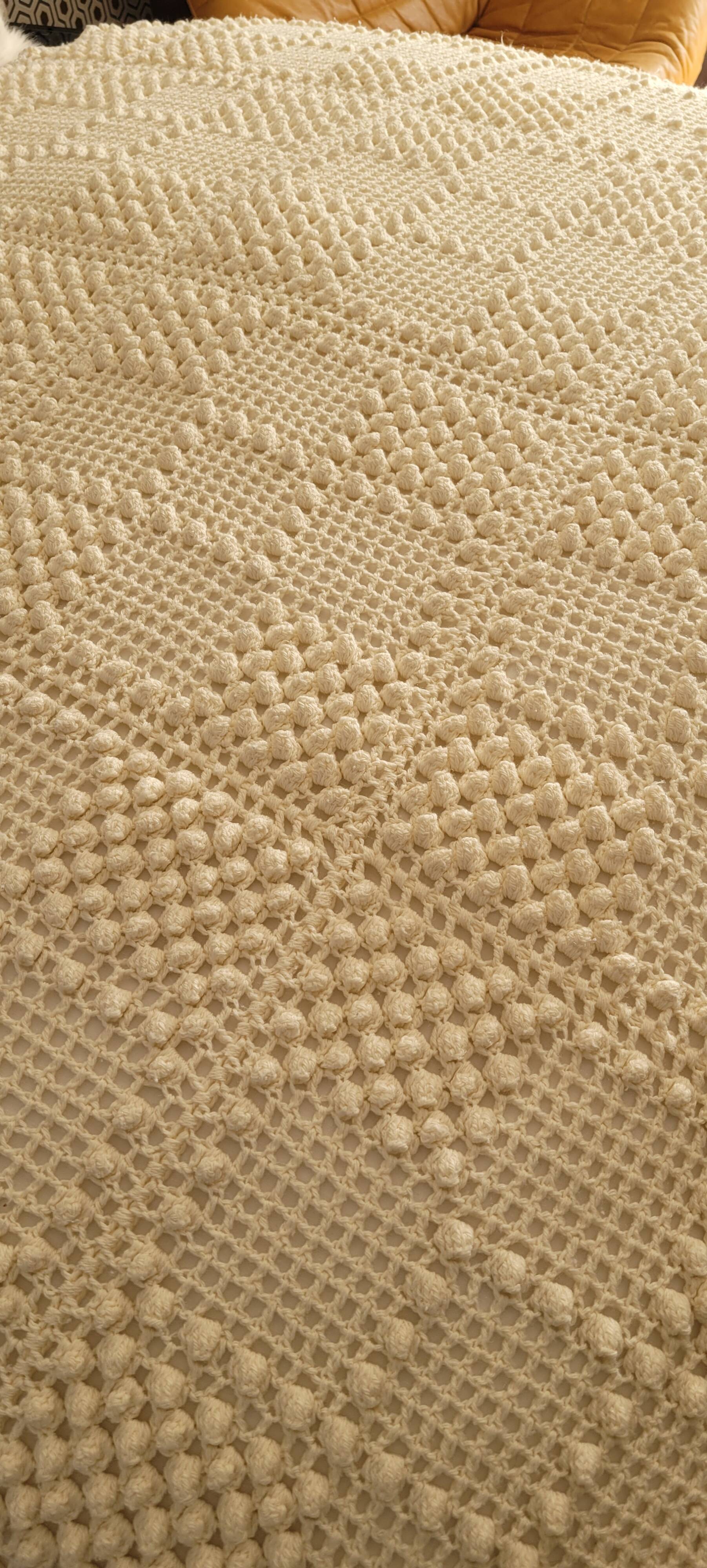 Antique crochet bed cover, 210x120cm, handmade