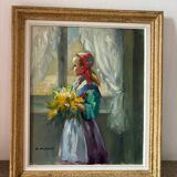Jeune fille au bouquet de fleurs