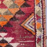 Vintage turkish  tribal runner 385x85 cm veg dye wool rug tribal, handmade