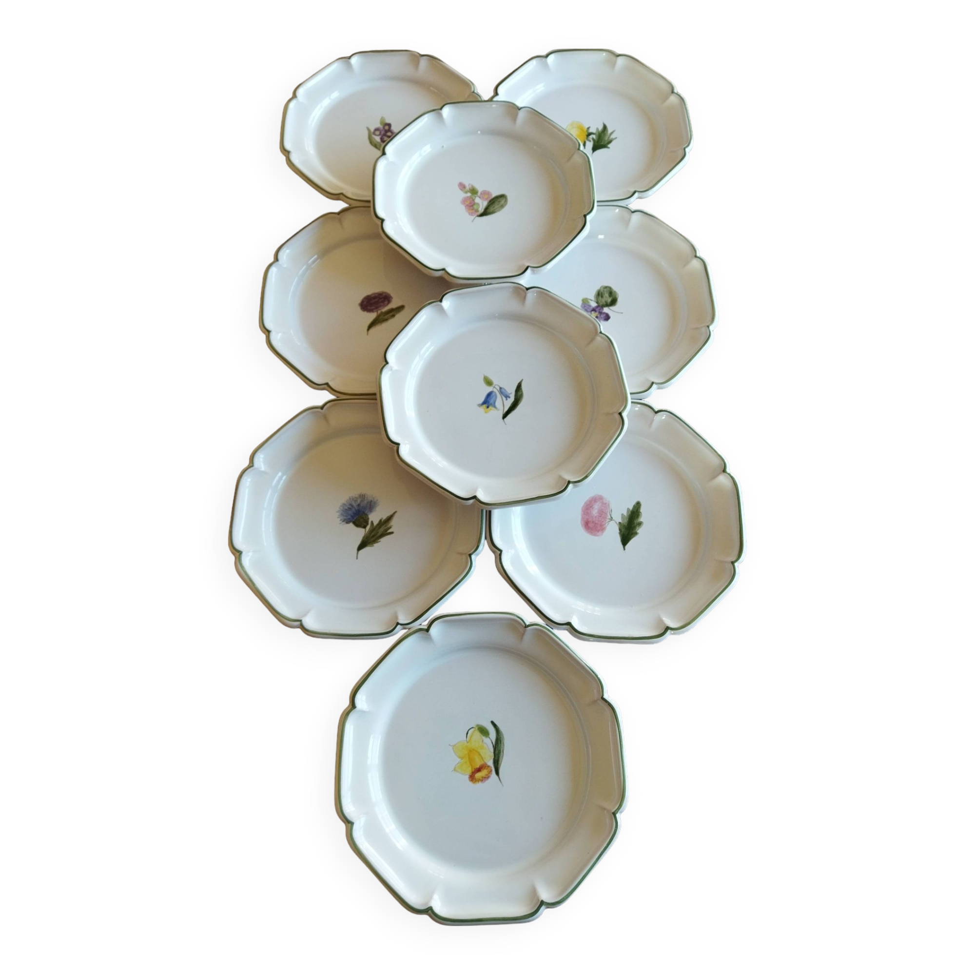 9 earthenware cake plates Molton France