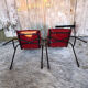 Pair of grosfillex chairs ref 2005 black metal and vintage burgundy shell -
