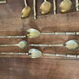 Housewife Table cutlery for 6 people. bamboo brass 78 pieces
