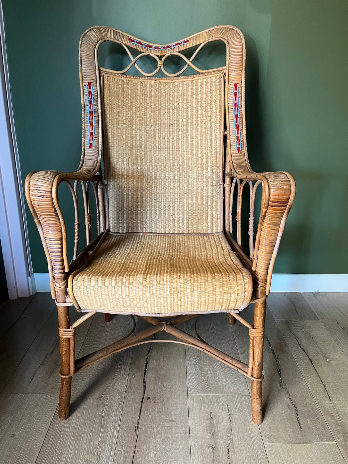 Art Deco armchair in rattan and wicker, 1920s