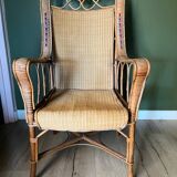 Art Deco armchair in rattan and wicker, 1920s