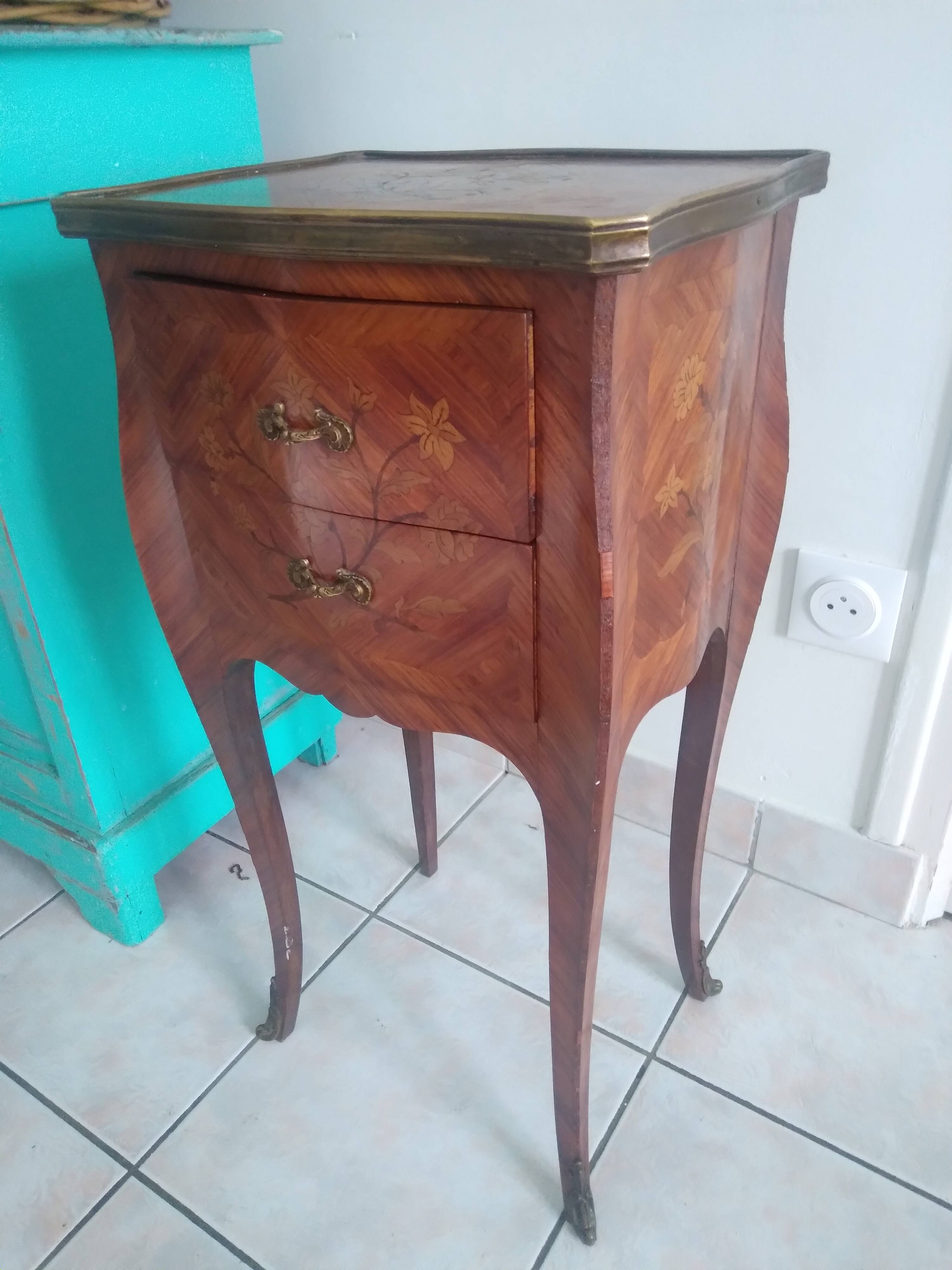 Louis XV marquetry bedside table