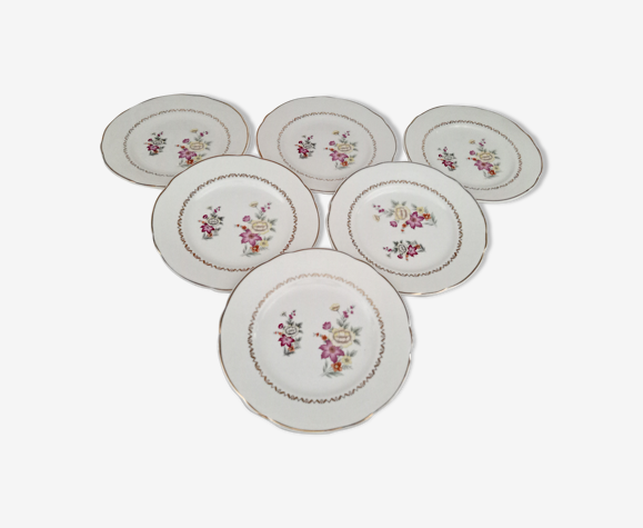 Lot de 6 assiettes à dessert Lunéville Badonviller modèle Lausanne