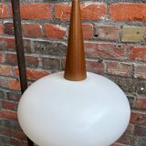 Louis Kalff opaline and teak suspension
