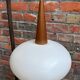 Suspension opaline et teck Louis Kalff