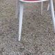 Set of 4 Scandinavian style chairs from the 50s in white lacquered wood and red skaï patties