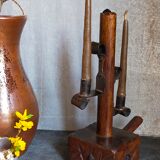 Rustic candle holder Art-popular solid wood and vintage wrought iron