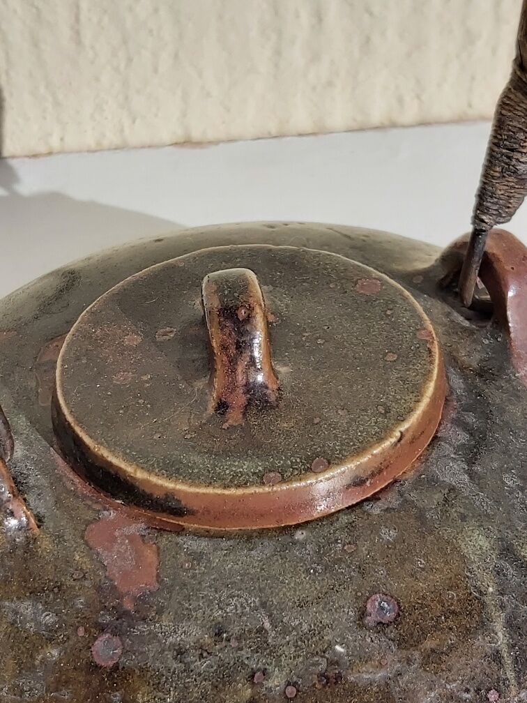 Signed vintage sandstone teapot