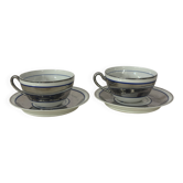 Set of 2 Limoges Chapus et Fils Porcelain Tea Cups and Saucers