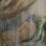 Oil on canvas signed female nude the curtain