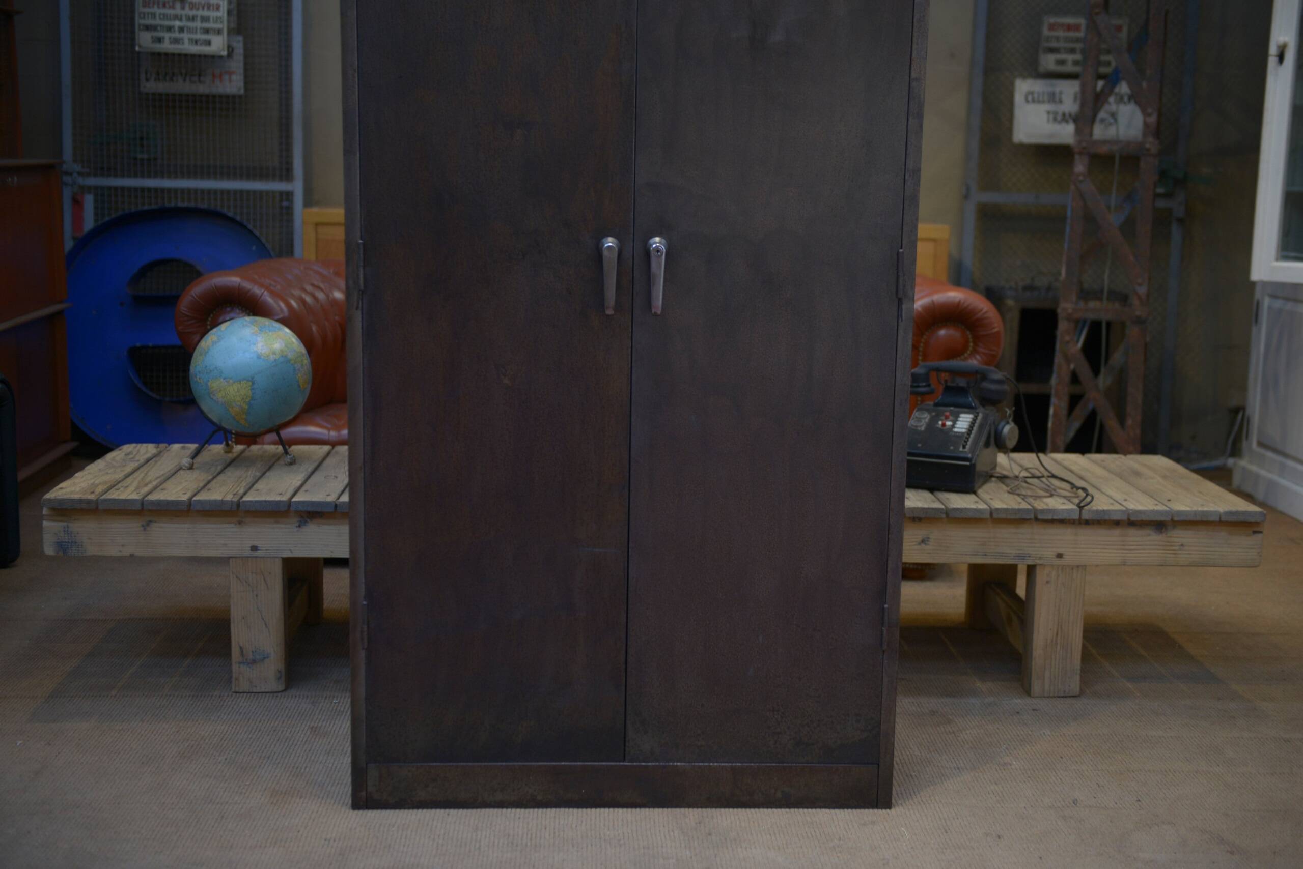 1960s 2-Door Industrial Metal Cabinet