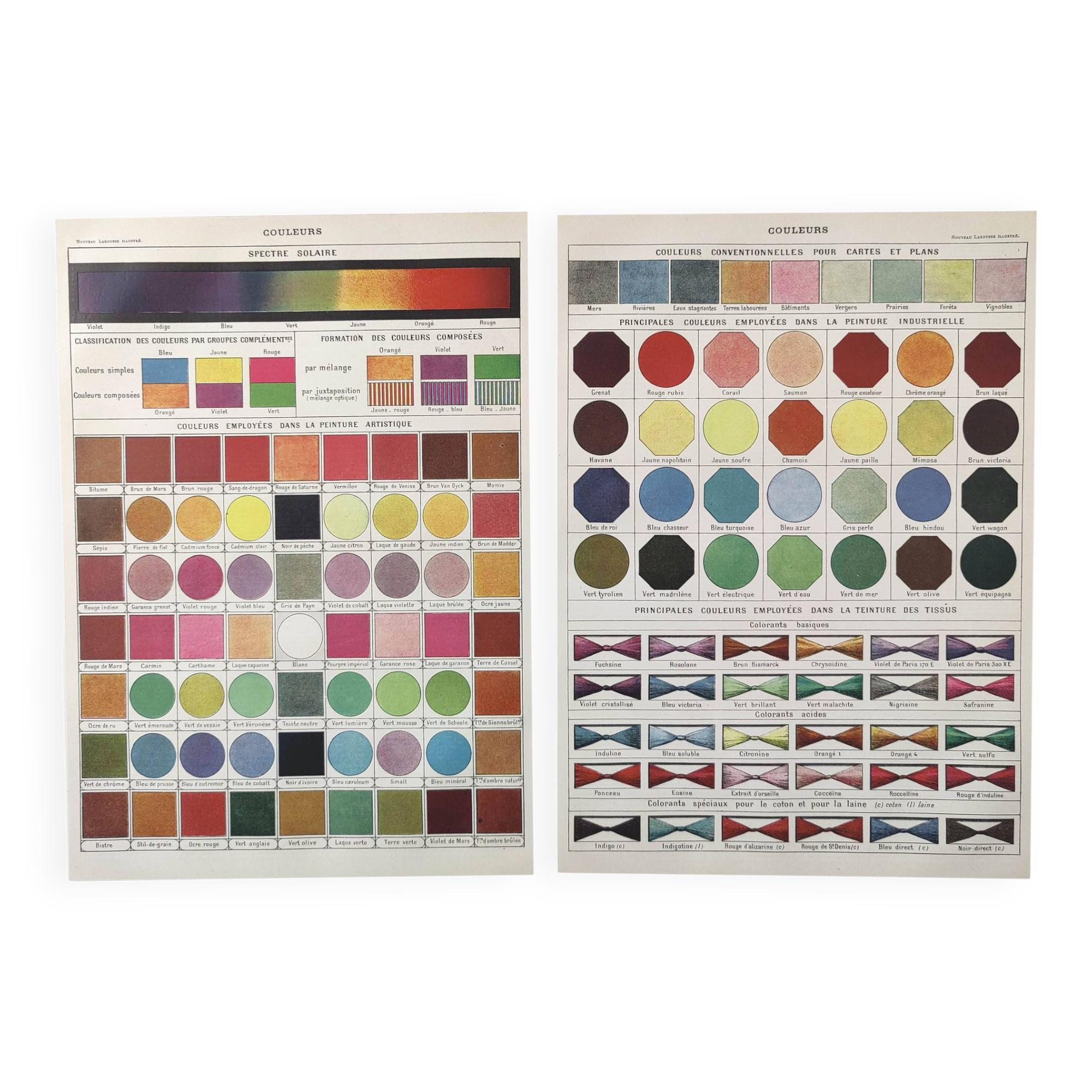 Two old lithograph plates, colors 1900
