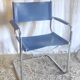 Bauhaus cantilever armchair in blue leather, 80s/90s