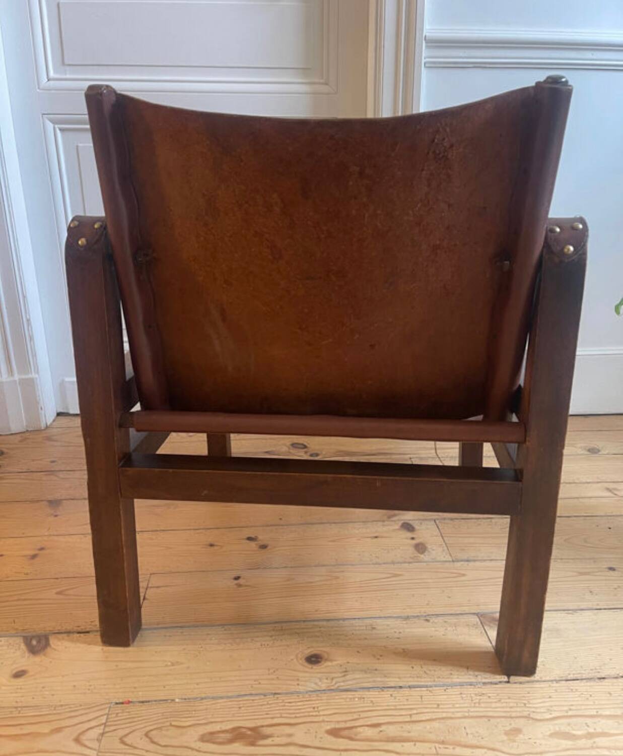 Vintage leather Safari armchair
