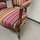 Paire de fauteuils Louis Philippe en velours rayé multicolore
