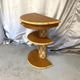 Vintage secretary ensemble and wooden and rattan side table