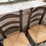 Straw chairs oak 1940s Dudouyt