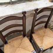 Straw chairs oak 1940s Dudouyt