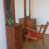 Old dressing table with triple mirror.