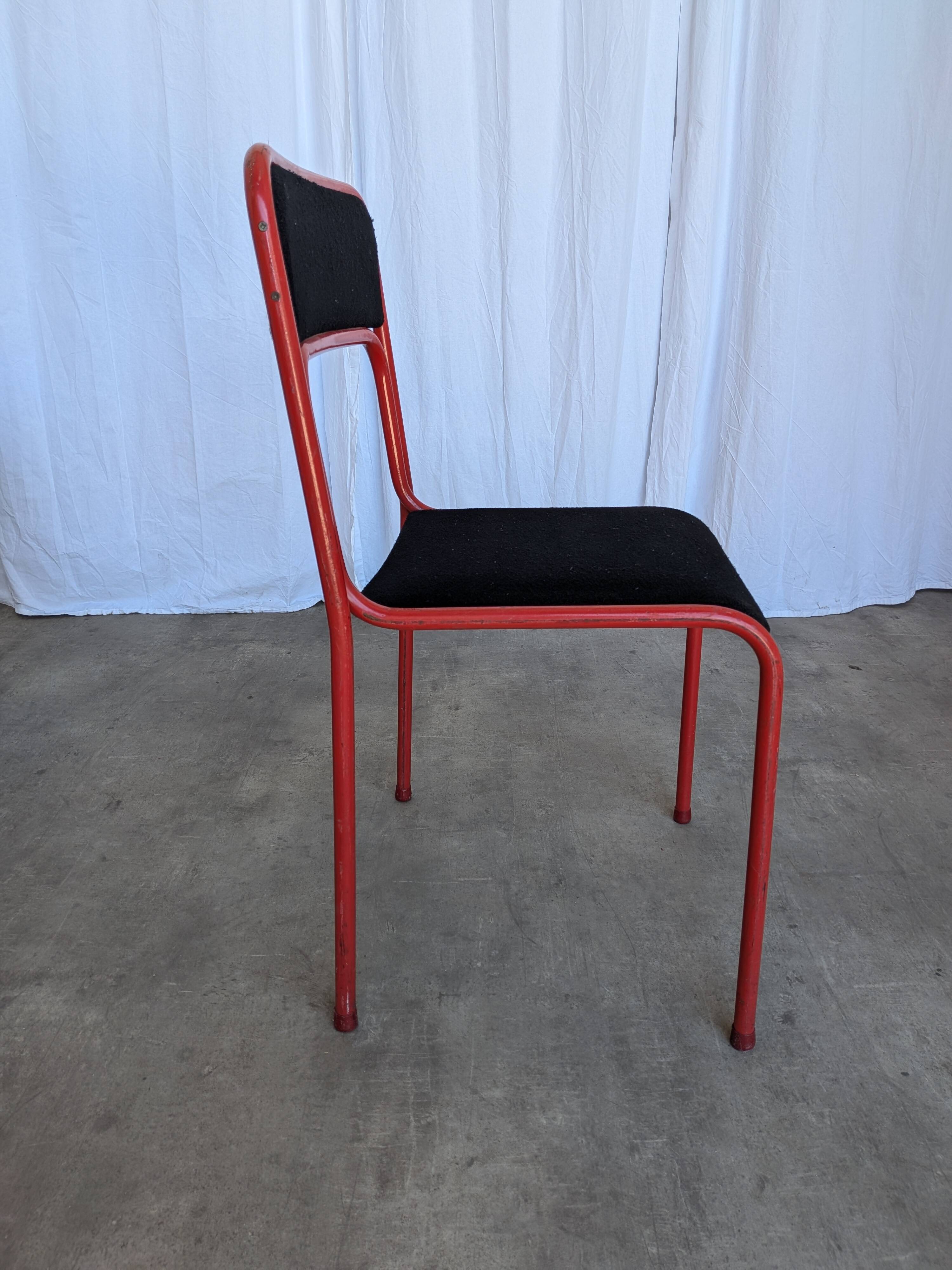 Space Age Stackable Dining Chair / 1970s Red & Black Metal Chair (9 in stoc