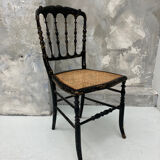 Napoleon III chair in blackened wood and cane
