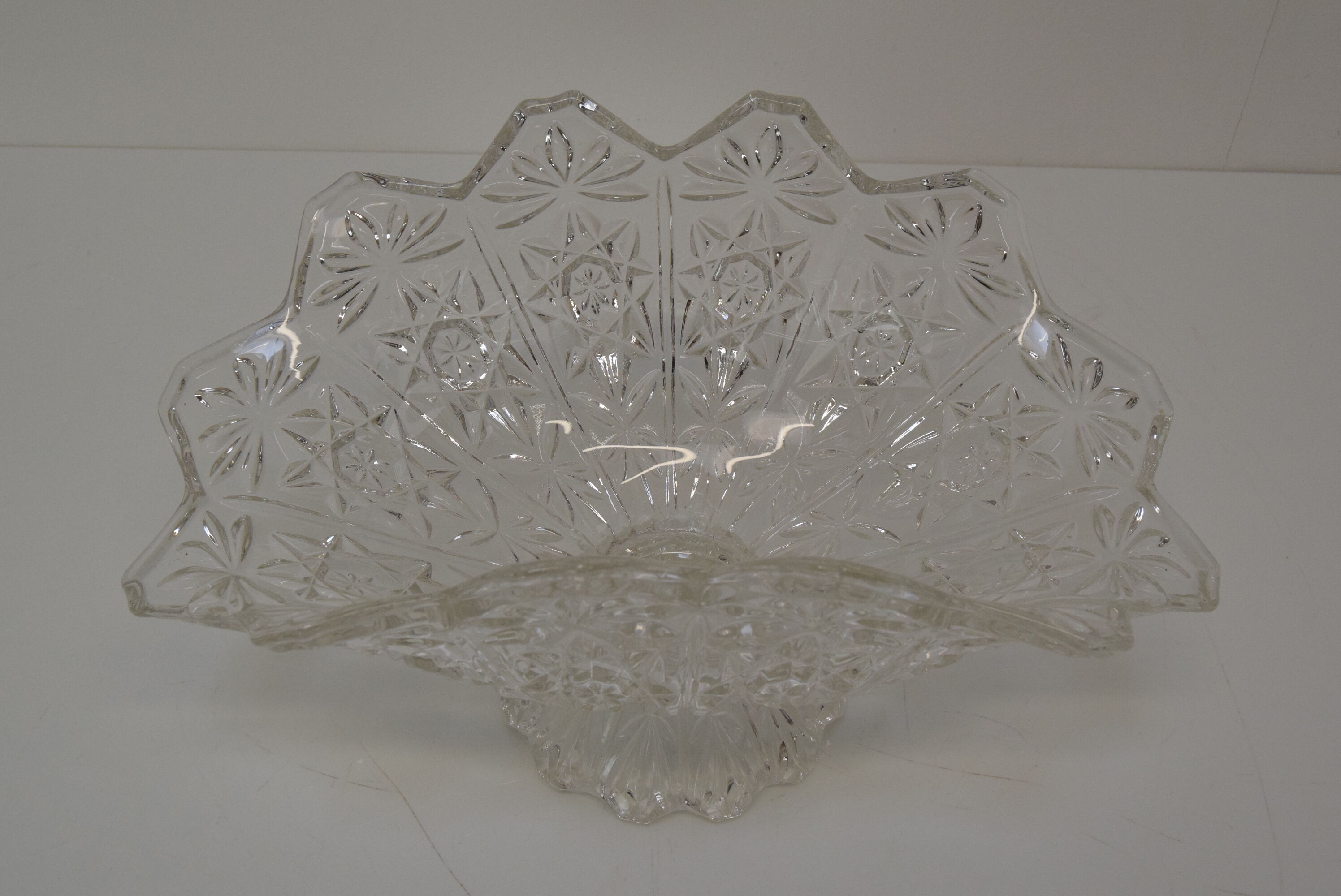 Vintage Crystal Glass Bowl,Glasswork Novy Bor,1950's.