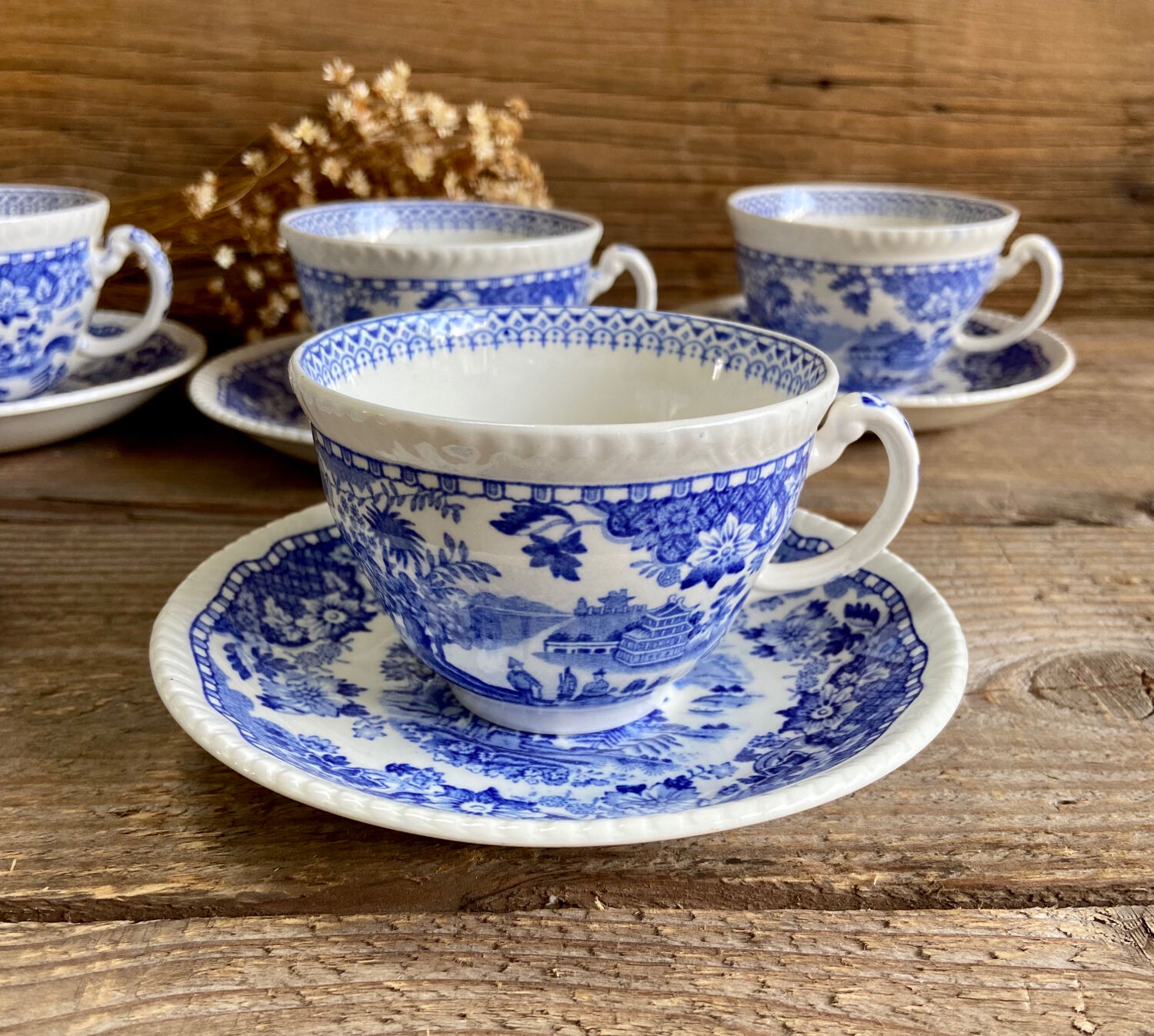 5 English Tea Cups Woods Burslem