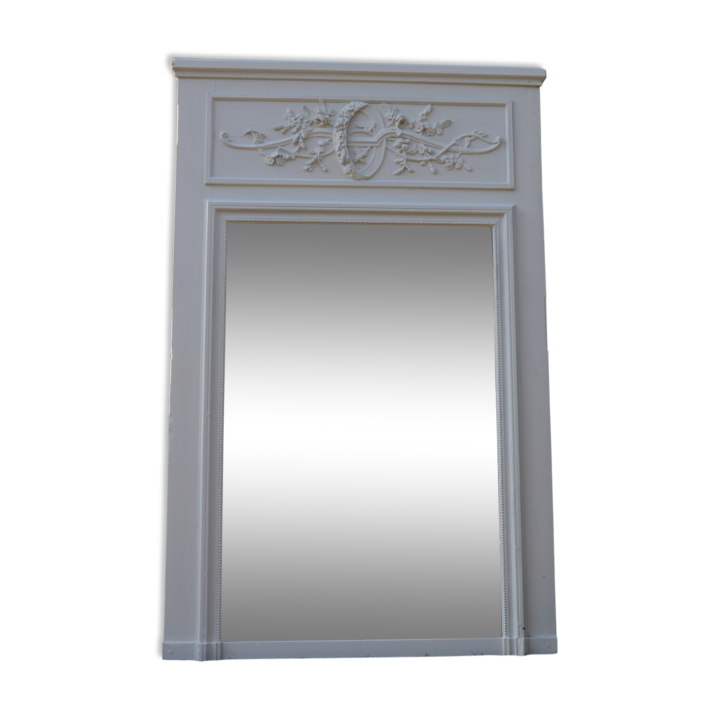 19th-century trumeau woodwork mirror 157x102cm