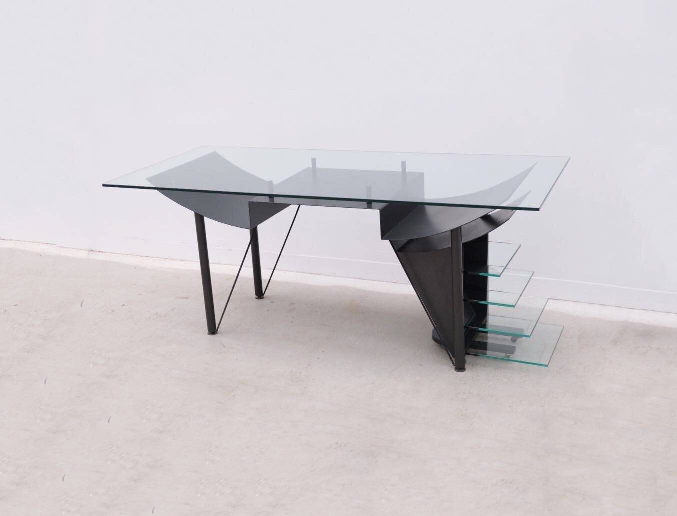 Desk and rolling block “007” by Hélène GALDINI for H. GALDINI, 1980