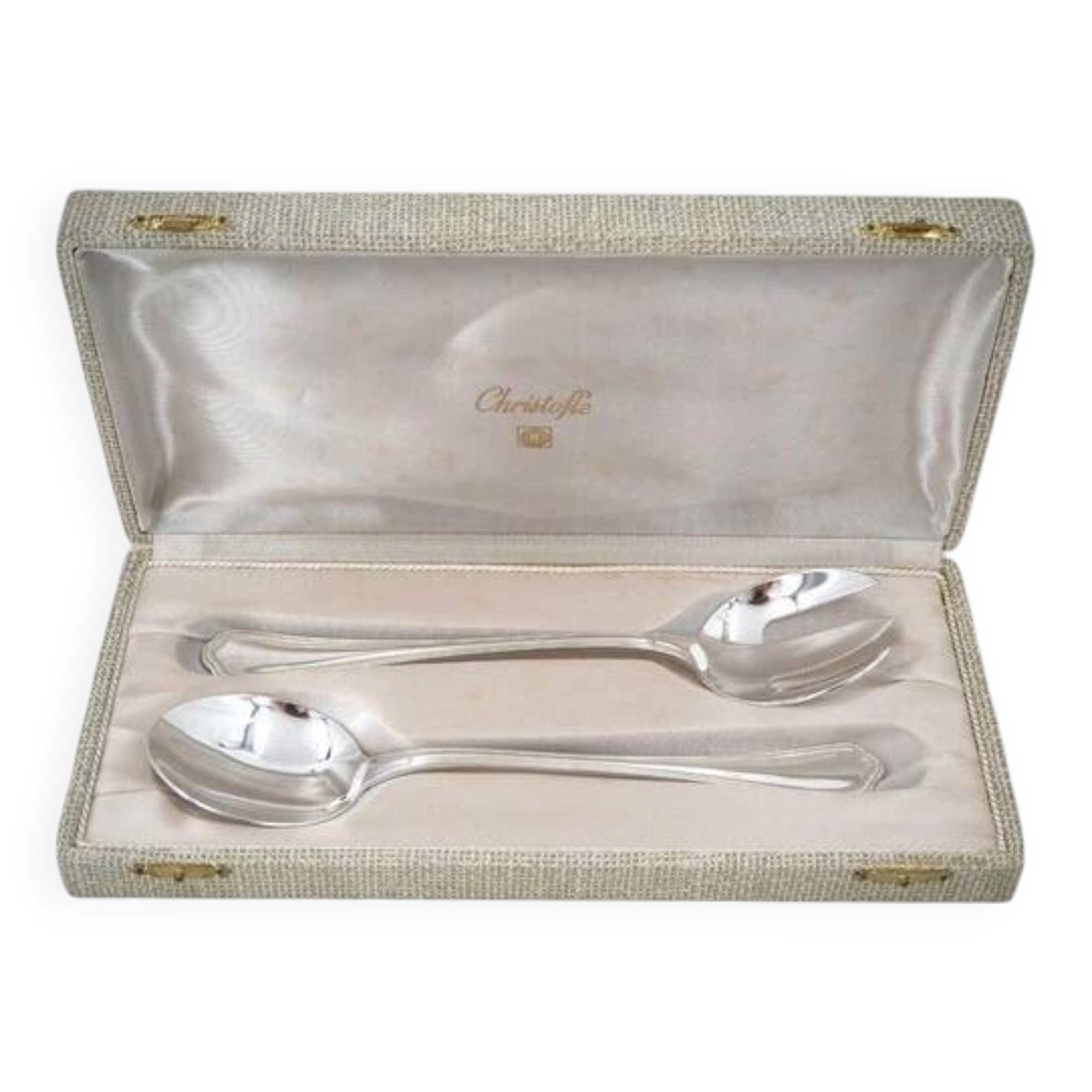 Christofle Spatours, cutlery set, 2-piece stew, silver-plated metal in near new condition.