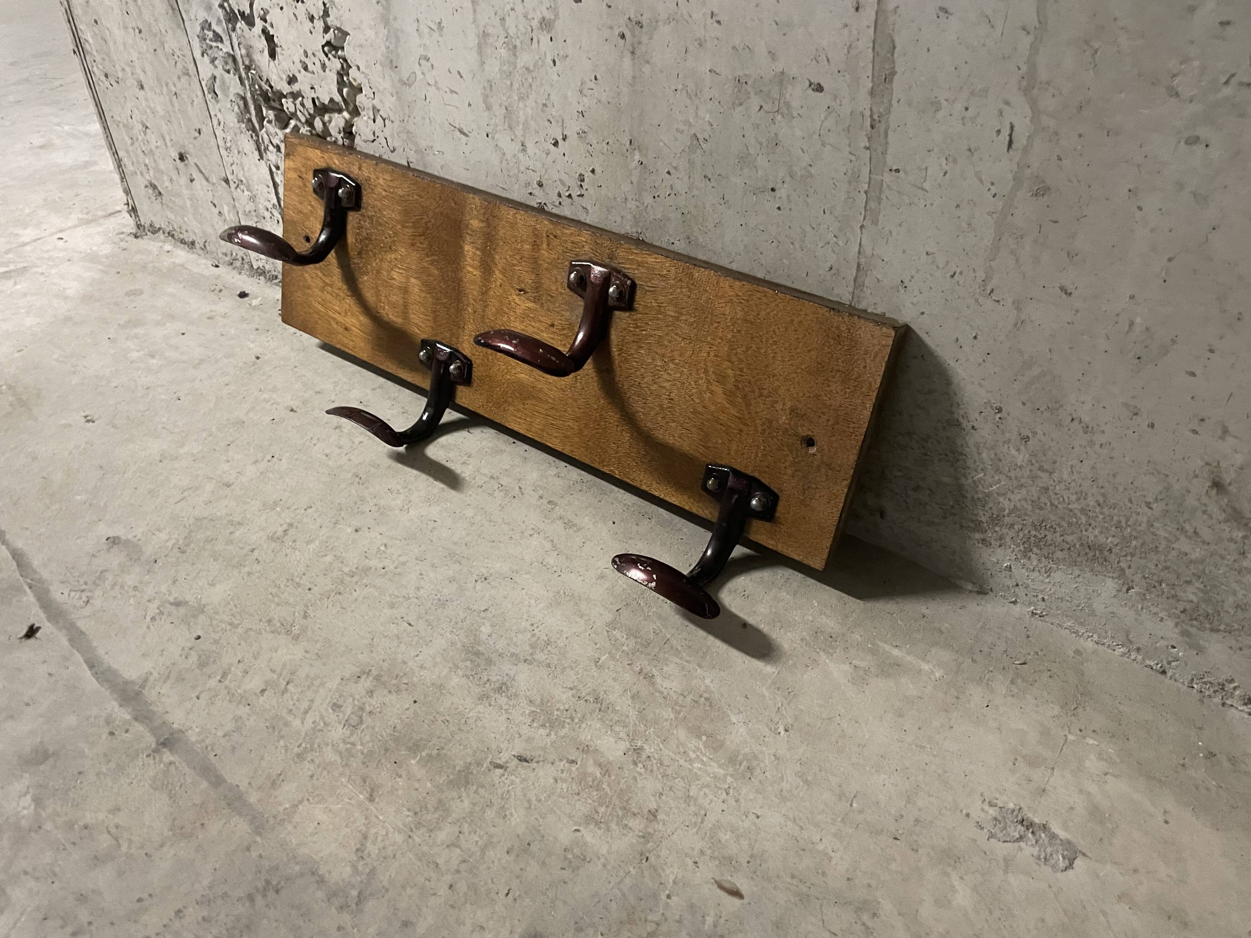 1960s wall-mounted coat rack