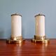 Pair of Mid-Century bedside lamps in brass and cream opaline, 1950.