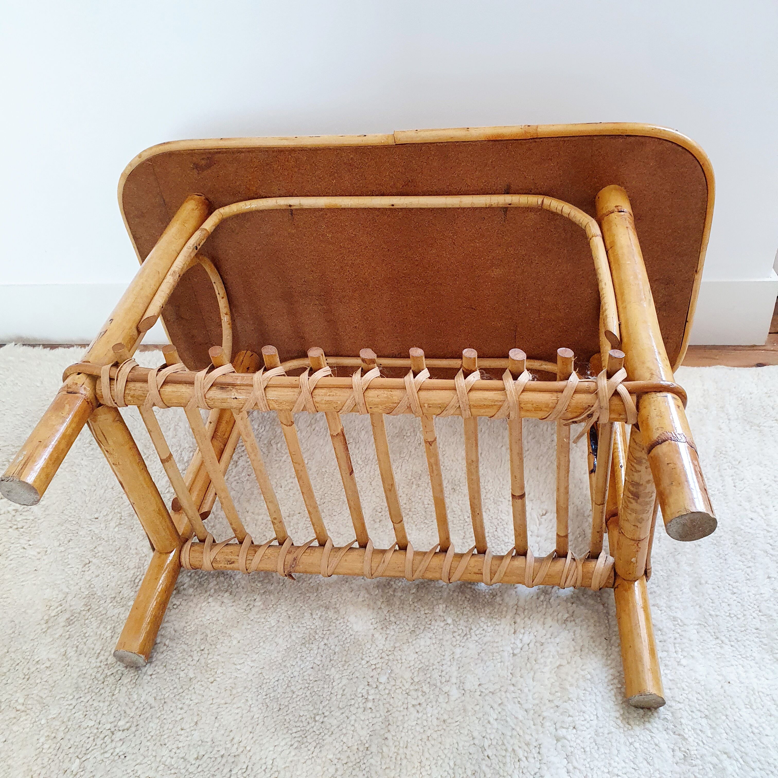 Coffee table in rattan marquetry 1960