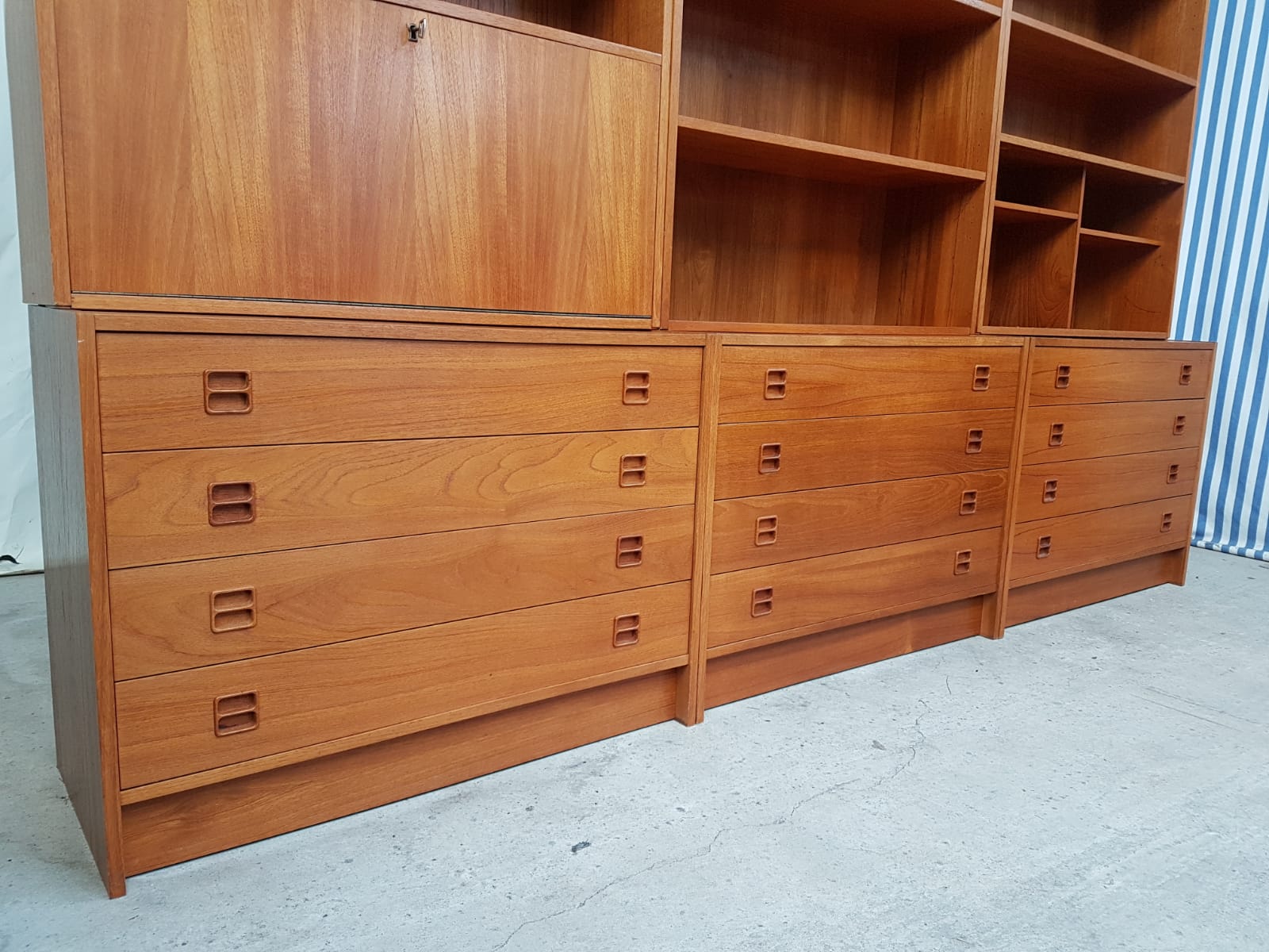 Vtg Mid Century Danish Wall Unit Bureau Room Divide Cabinet Drawers #660