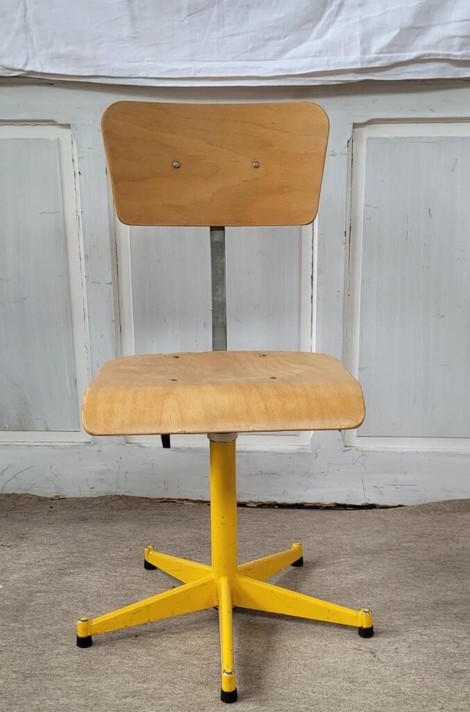 Metal and wood workshop chair, 80s