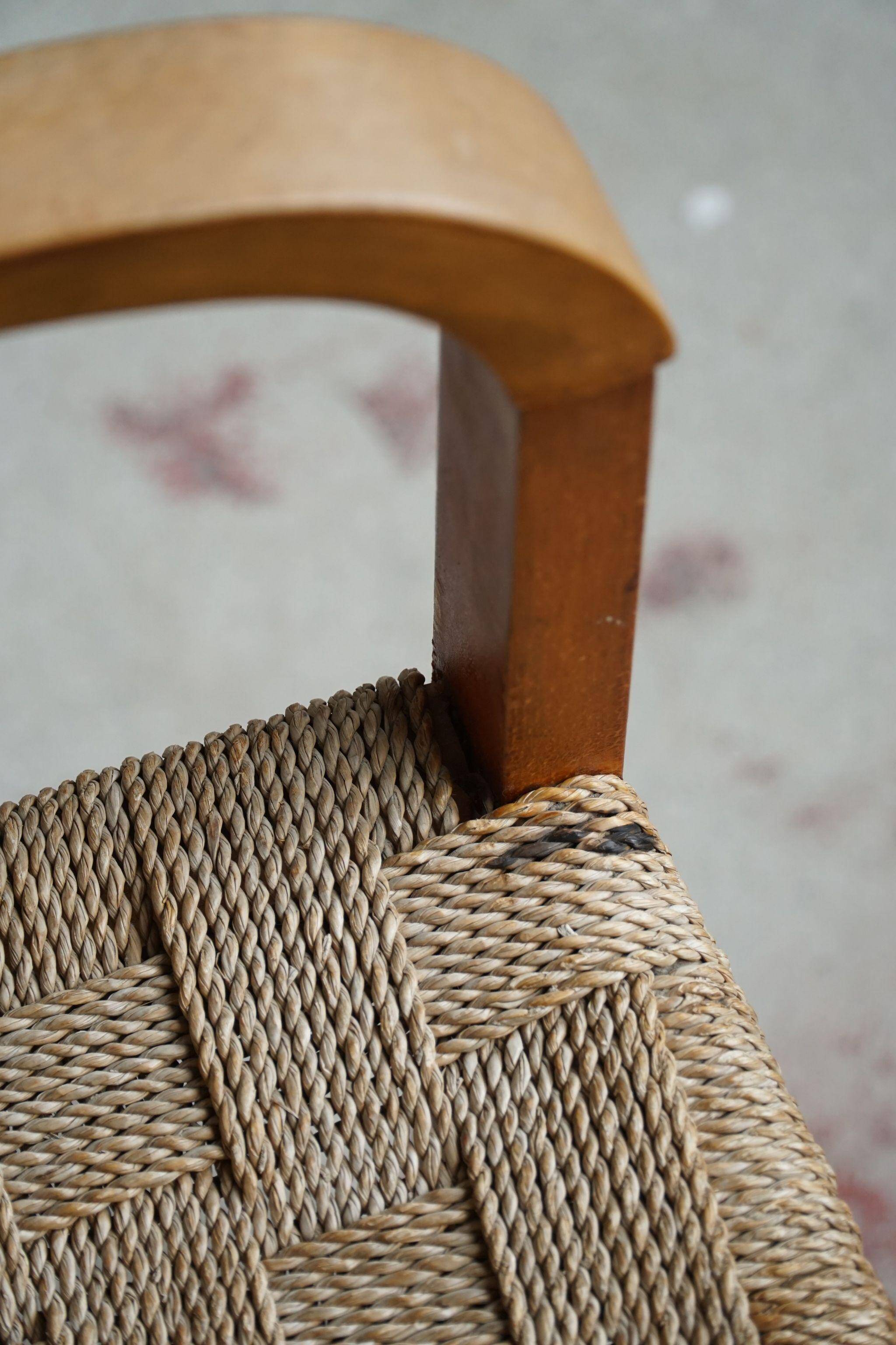 Modern Danish lounge chair in beech and paper cord, in the style of Frits Schlegel.