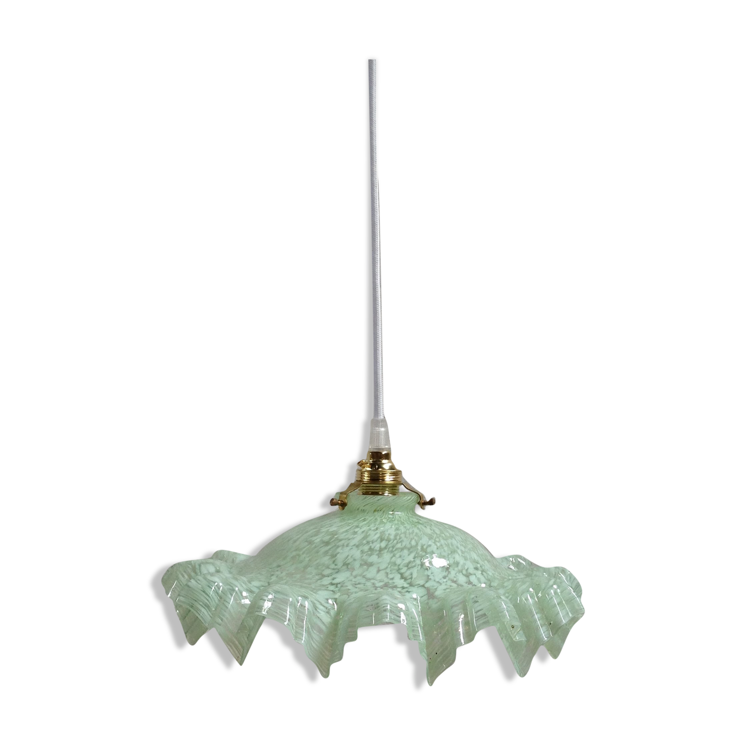 Suspension en verre de clichy vert mint