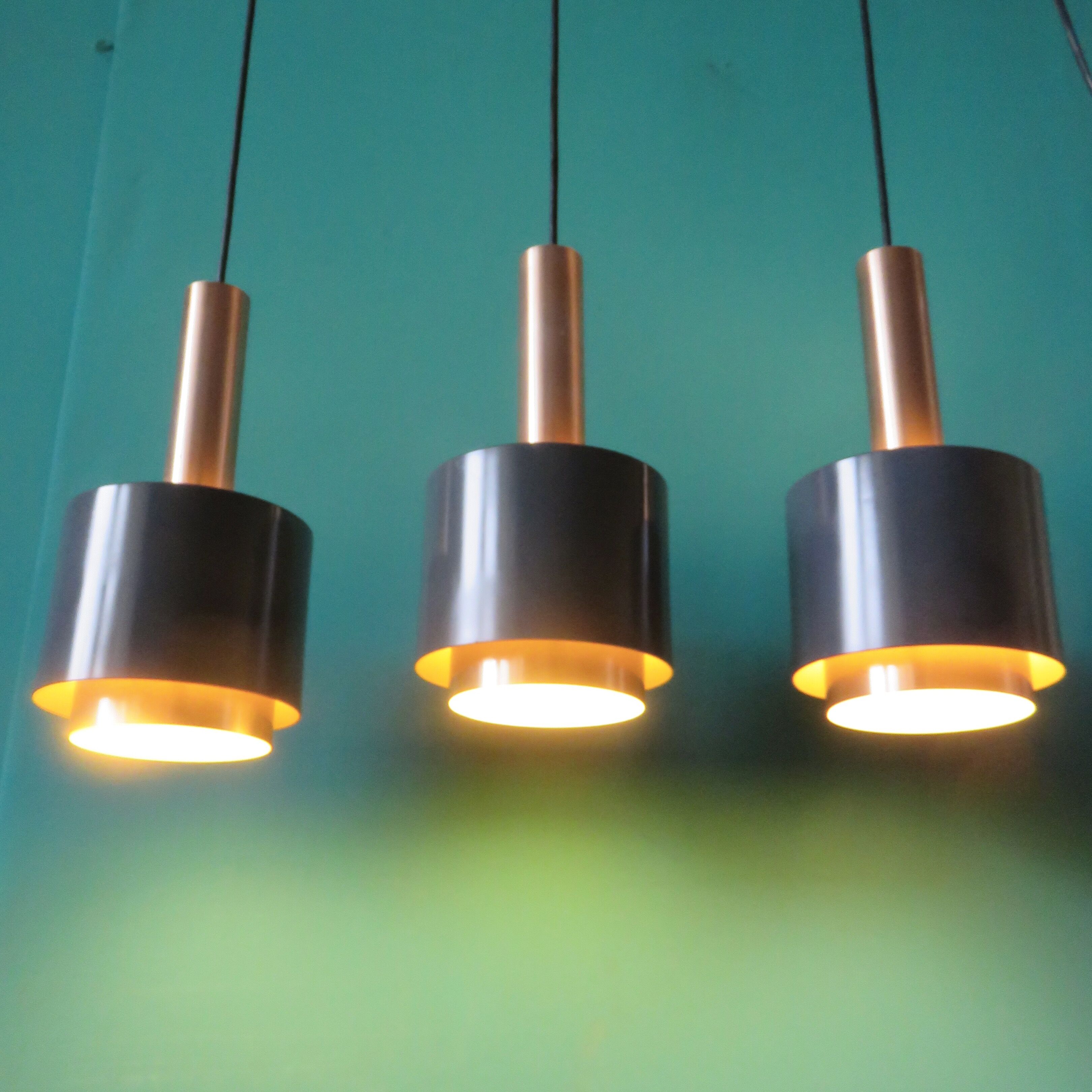 Suspension vintage à 3 feux "Doria" Autriche 1960