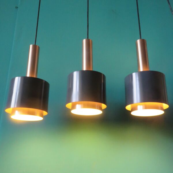 Suspension vintage à 3 feux ''Doria'' Autriche 1960