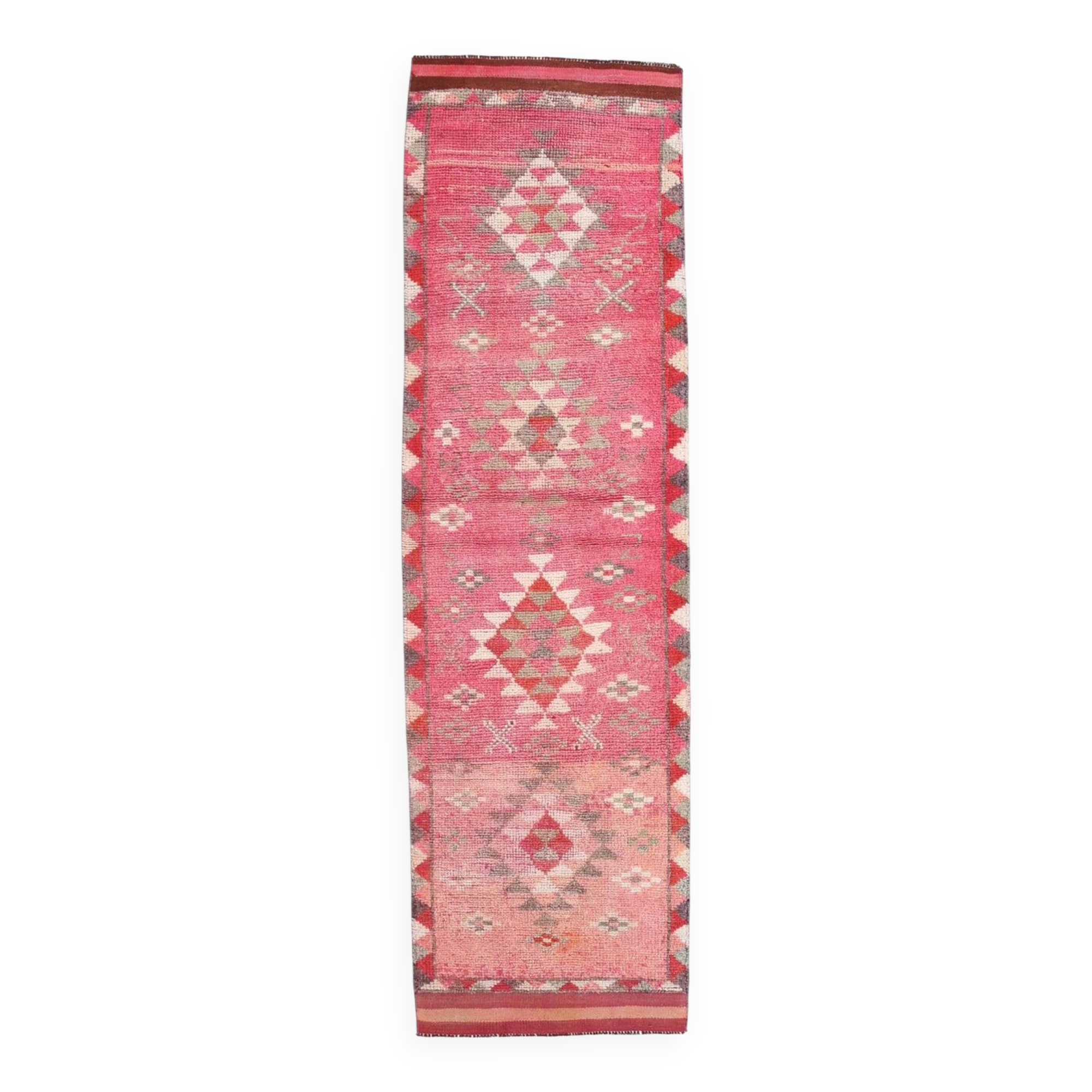Pink & Red Oushak Runner Rug 88x306Cm SK 22815