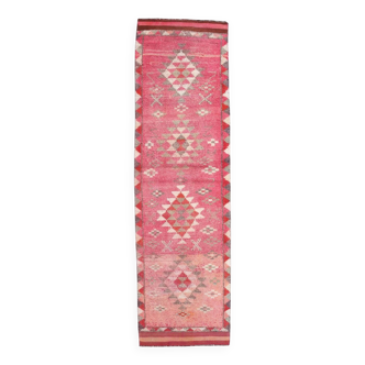 Tapis de couloir Oushak rose et rouge 88x306 cm SK 22815