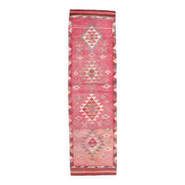 Pink & Red Oushak Runner Rug 88x306Cm SK 22815
