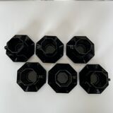 Service 6 black coffee cups and octagonal cups Octime Arcoroc France Esso collection