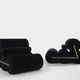 Pair of black velvet armchairs by Auro Trivellato for ALI 1972